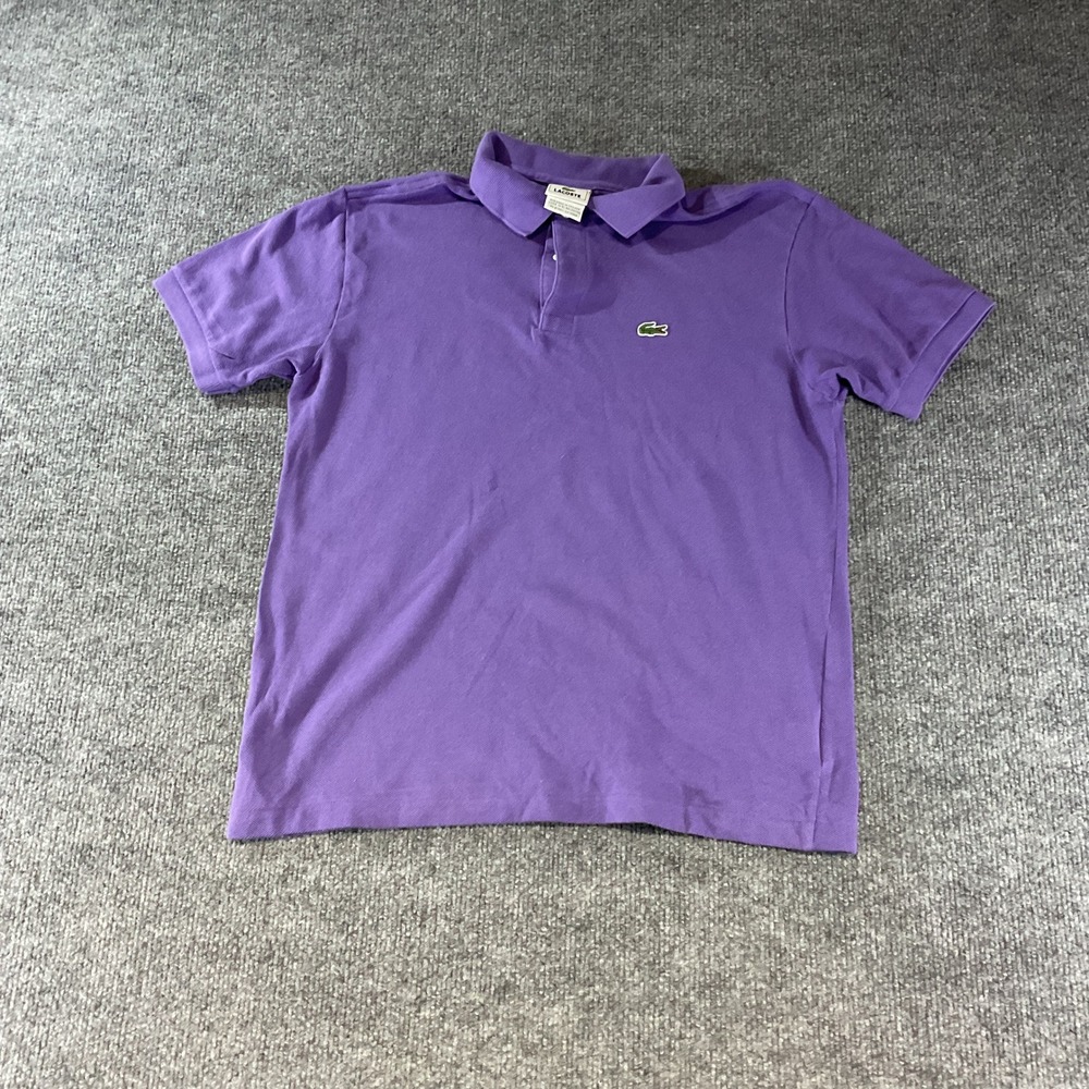 Lacoste Mens Purple Short Sleeve Pique Polo Shirt Size 16 RN 87651